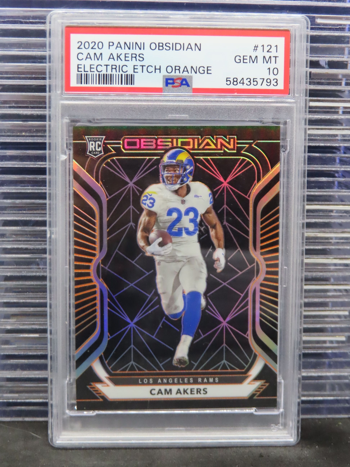 Cam Akers Panini Obsidian #121 Electric Etch Orange