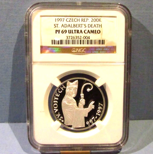 RR 1997 NGC Czech 200 Korun Silver Proof Coin SAINT ADALBERT Czechoslovakia
