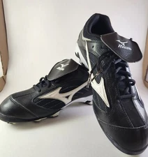 Mizuno 9 Spike Franchise Low G5 Mens Plastic Cleats Size 9.5 Black White NICE