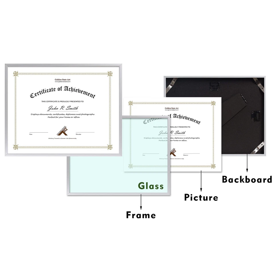 Caballete con marco de aluminio 8,5x11 soporte de mesa para documentos certificados graduaciones Foto 4 de 4