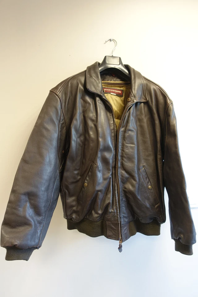 Chevignon vintage 90's men jacket leather cuir brown size XXL 2XL - Image 2 of 4