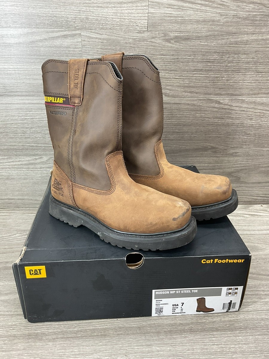 Caterpillar P74096 Hudson Brown Leather Pull On Steel Toe Work