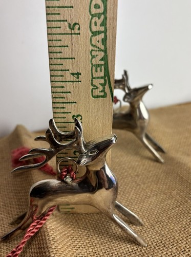 Pottery Barn Vintage versilbert schwer Rentier Weihnachtsschmuck 4" 2 Stück - Bild 4 von 11