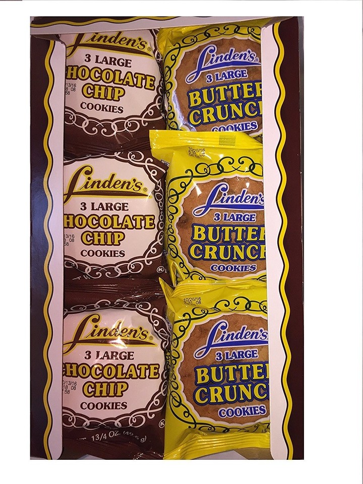 New Lindens Cookies 18 packs of 3 Butter CrunchChocolate ChipFudge
