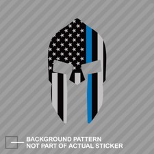 Thin Blue Line Subdued Spartan Helmet American Flag Sticker Decal Law Police