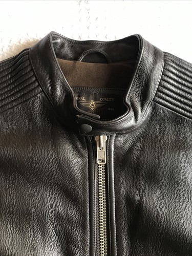 Men’s Leather Winter Jacket Top Gun First Class Racing Brown Size Large new - Picture 6 of 12