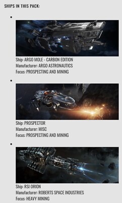 Star Citizen OC LTI Carbon Mole & RSI Orion & MISC Prospector Dig Trio ...