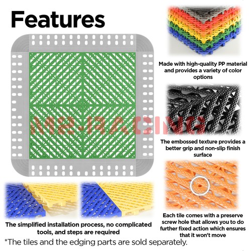 42pcs 16"x16" Green Garage Floor Mat Perforated Flooring Tile Shop Interlocking - Picture 2 of 8