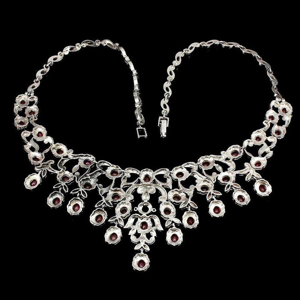 NATURAL RUBY, MARCASITE 14K GOLD over STERLING SILVER 925 NECKLACE 18" - Image 3 of 4