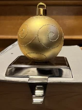 Festive Fireplace Stocking Holder Gold Christmas Ball