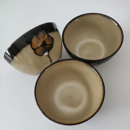 Pfaltzgraff Painted Poppies Set of 3 - 6" Salad/Soup Bowls 3" deep