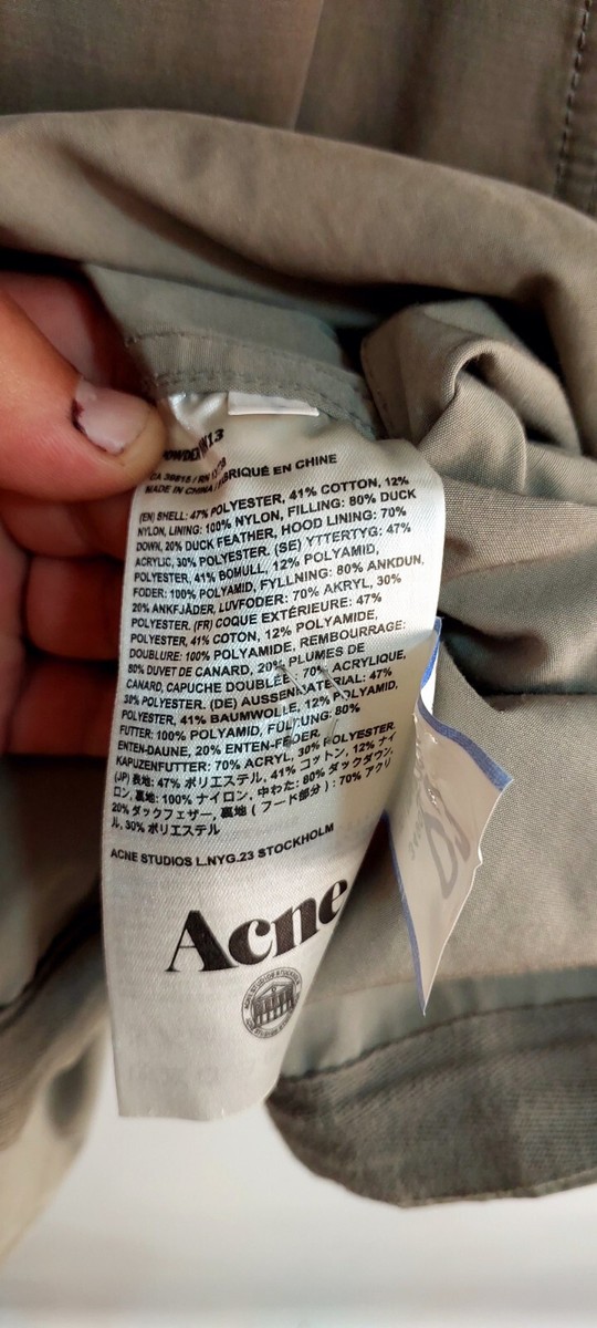 Acne コート ACNE Studios POWDER Paw 13 Down Parka Hooded Zip Puffer Coat