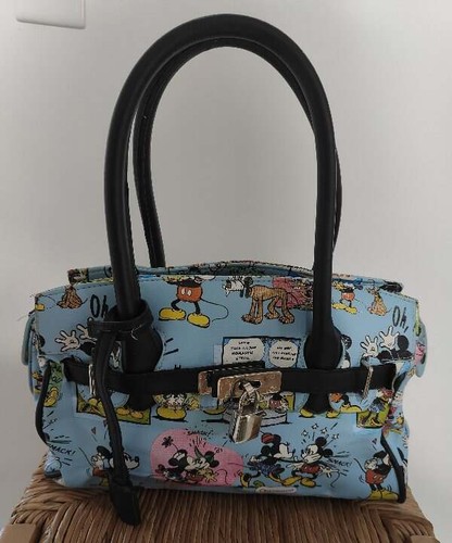 Mickey Mouse Blue Cartoon Print Double Handle Purse Handbag Disney
