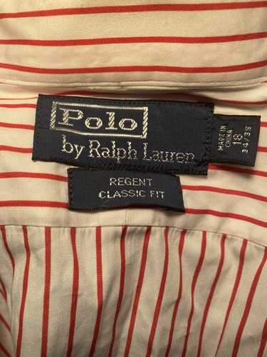 Camisa para hombre POLO by RALPH LAUREN 100% algodón blanco/rojo a rayas talla 18 34/35 NUEVO SIN ETIQUETAS☀️ - Imagen 3 de 10