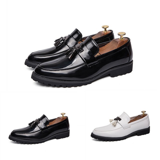 Chic Mens Chunky Slip On Tassels Loafer Fotmal Dress Shiny Leather Pumps Shoes | eBay