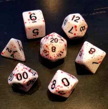 Critical Hit Blood Spattered 7 Dice Set Poly RPG DnD Dungeons Dragons AD&D