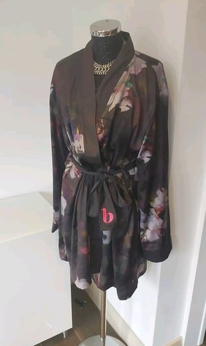TED BAKER Large Satin Lined Robe Dress Gown Muted Colours Rrp £60 Nwt. - Picture 2 of 10