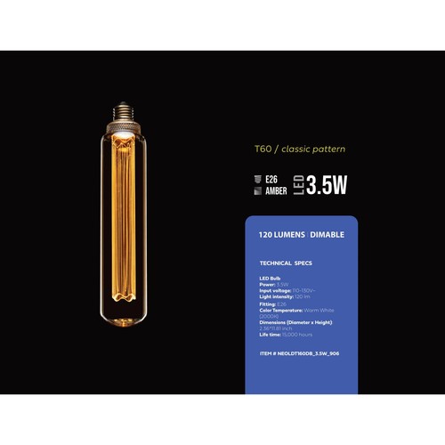 Next Glow T60 Tubular LED Light Bulb 3.5-watts, 2,200K Medium Screw (E26) Base - Picture 6 of 8