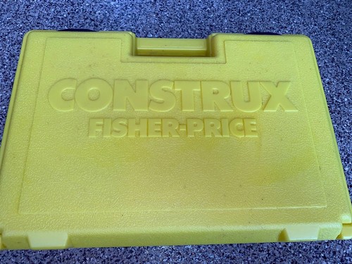 VINTAGE 1983 FISHER PRICE CONSTRUX CREATIVE BUILDING PARTS YELLOW CASE (#574)