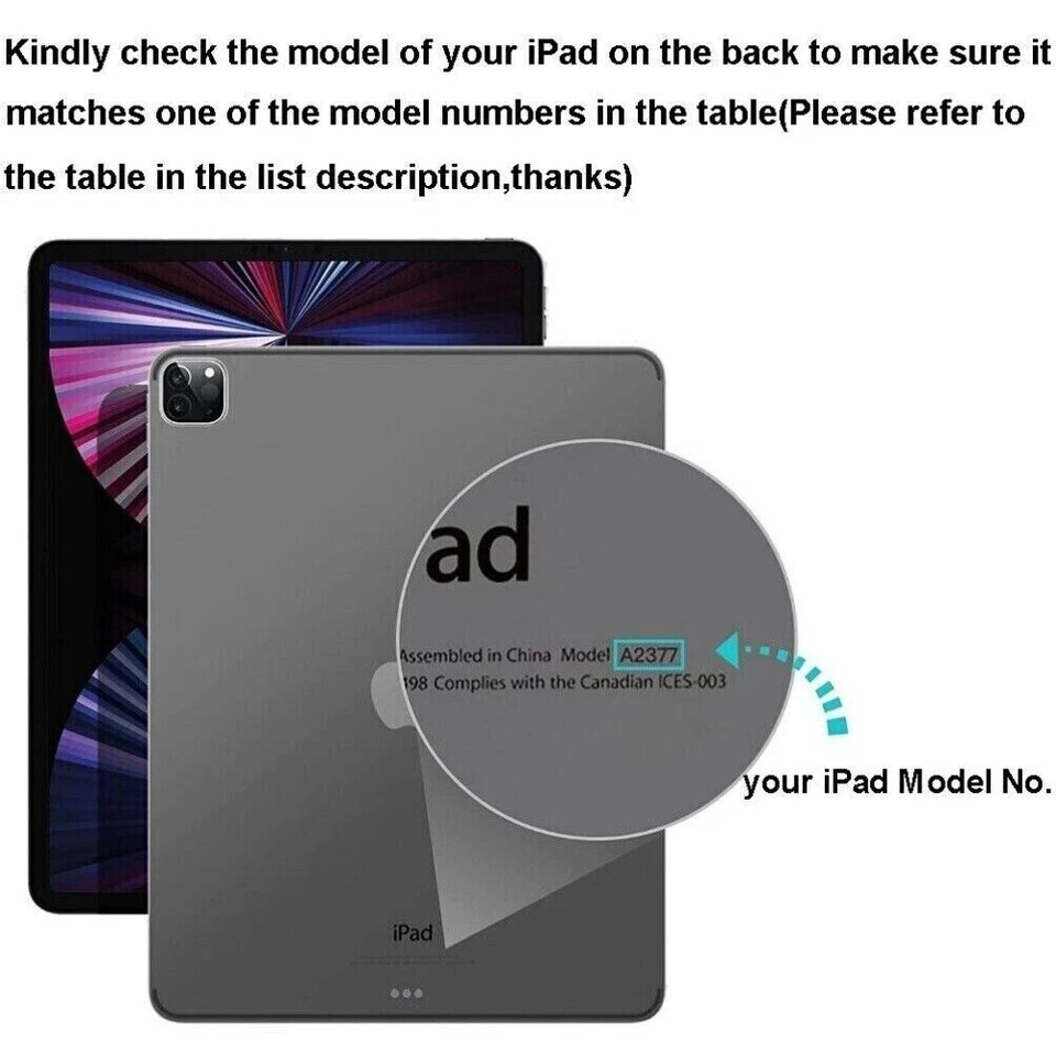 For iPad 9th 8th 7th Gen Mini A17 Pro Air Smart Folio Leather Stand Case Cover - Image 2 of 4