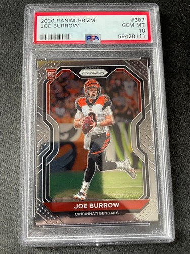 2020 Panini Prizm JOE BURROW RC #307 PSA 10💎Rookie Card🔥🔥🔥 BENGALS GEM MINT