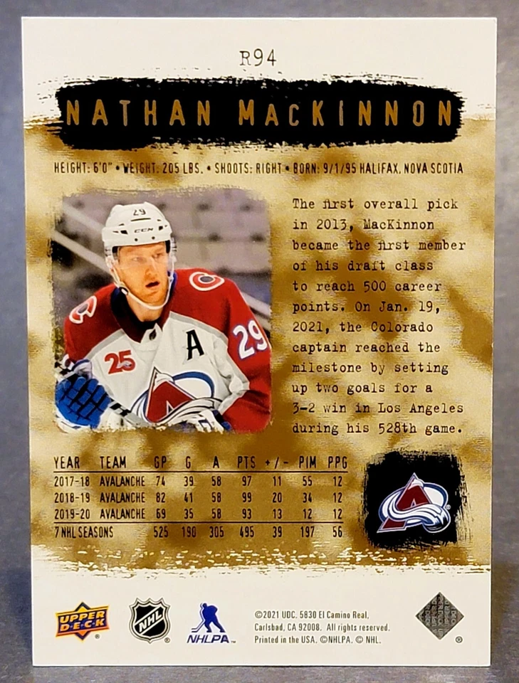 2020-21 SP Authentic Retro Spectrum #R94 Nathan MacKinnon 74/100 - Image 2 of 2