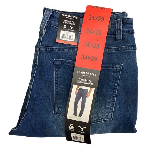Kenneth Cole Men's Straight Fit 2 Way Stretch Denim Jeans - Picture 7 of 30
