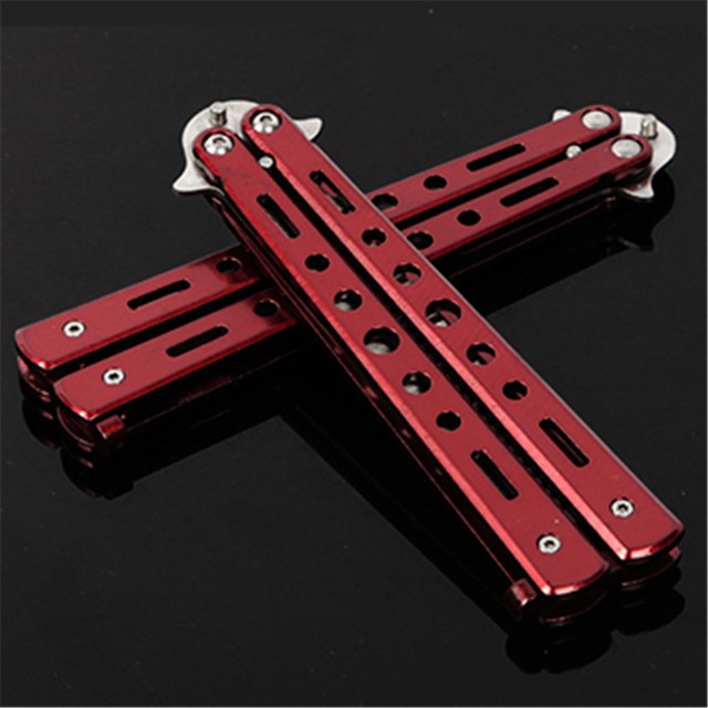 Red STUNNING Practice Training Stainless Steel Butterfly Knife Outdoor