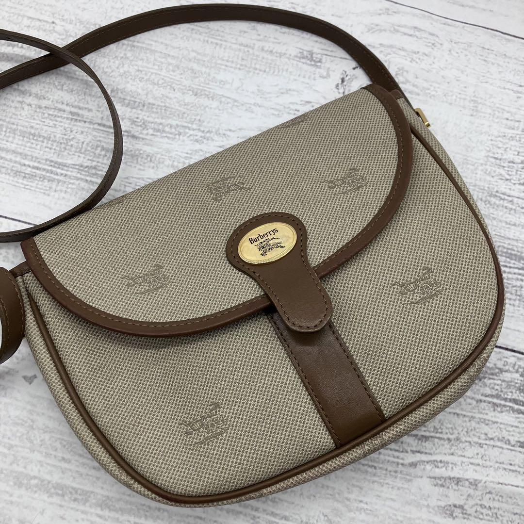 Burberry Shoulder Bag Nova Check PVC Beige Authentic F11181309