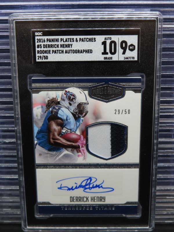 Derrick Henry Panini Plates & Patches Rookie Patch Autograph #5 Green