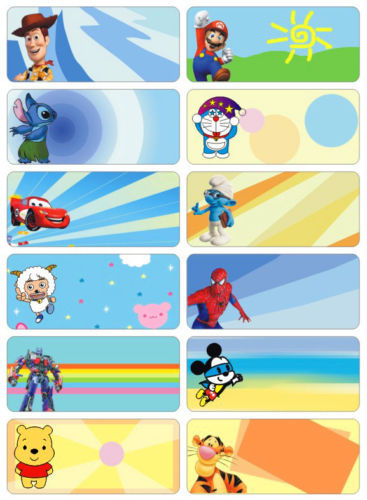 Personalised Name Label name stickers preschool back to school cartoon kids - Picture 43 of 55