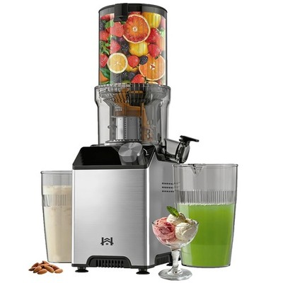 Cold Press Juicer, Wide Feed Chute Juicer Machines, Stainless Steel Slow Mast...