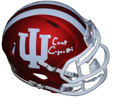 CURT CIGNETTI signed (INDIANA HOOSIERS) red mini football helmet JSA COA CU08679