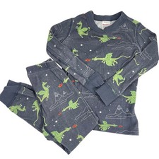 Hanna Andersson Dragon Pajama Set Kids Size 4 Blue Green Organic Cotton PJs