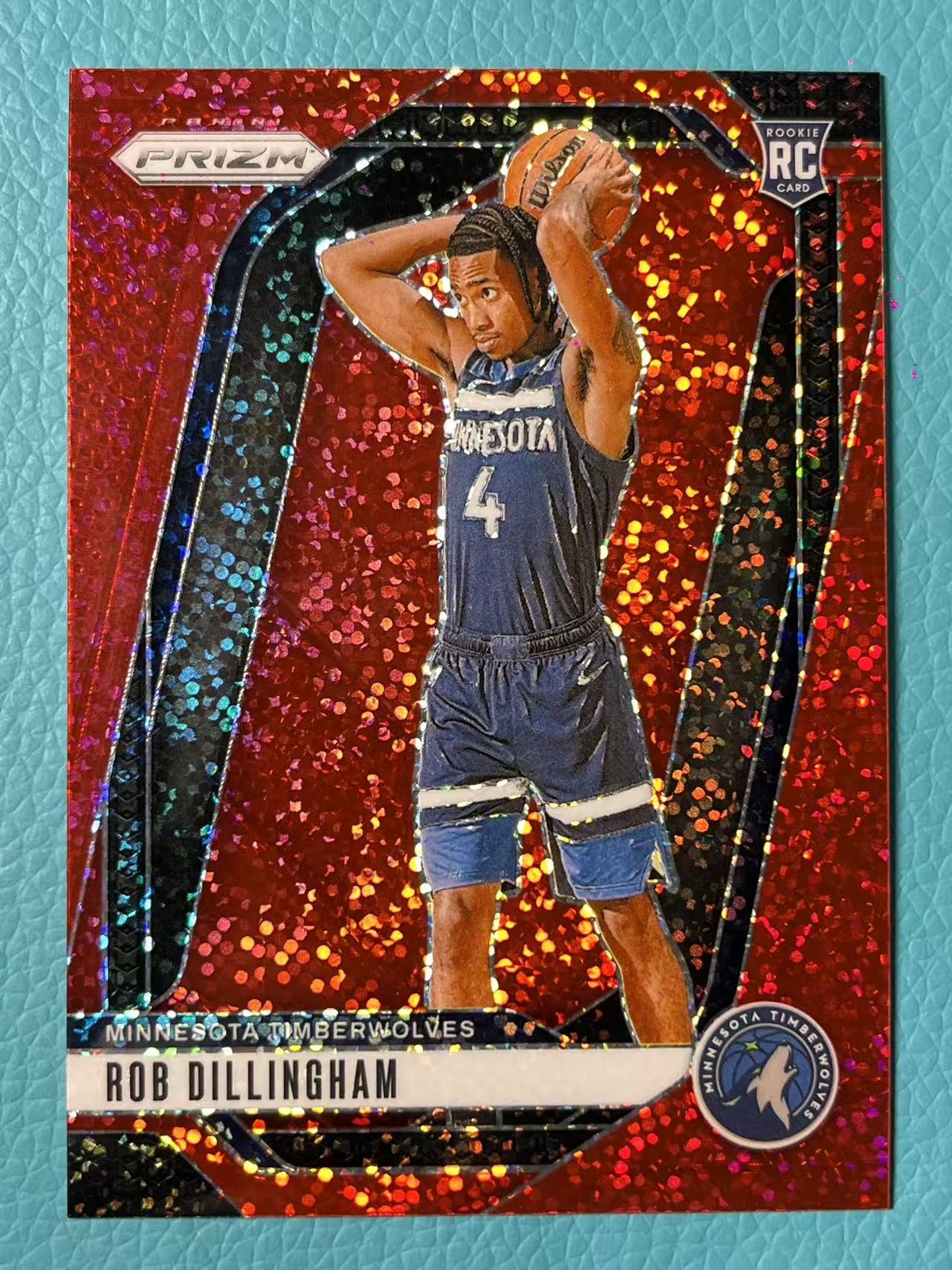 Rob Dillingham 2024-25 Panini Prizm Red Sparkle RC Timberwolves #250