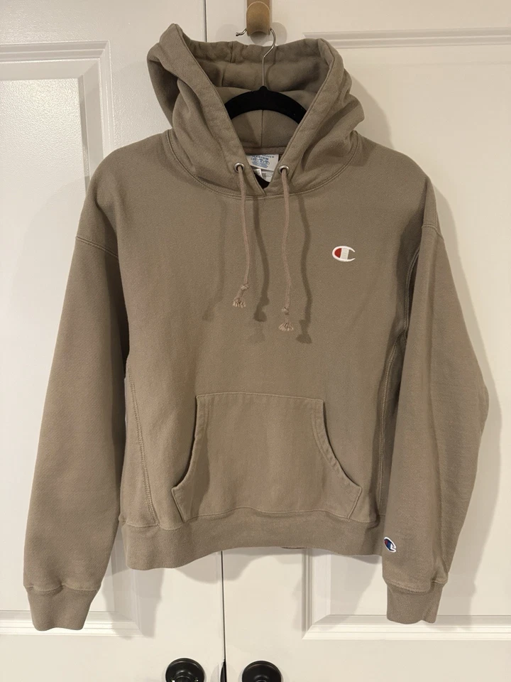 Conjunto de sudadera y pantalón con capucha tejido inverso Champion para mujer talla mediana color caqui tostado Foto 2 de 4