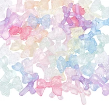 60Pcs 3 Styles Bowknot Acrylic Bead Bow Shaped Beads Bulk Transparent Plastic Sm