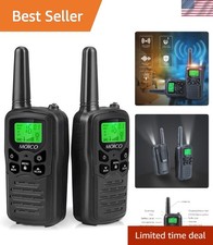 Compact Long Range Family Walkie Talkies with Backlit LCD  Flashlight - 2 Pack
