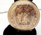 ANTIQUE c1900 WALTHAM VANGUARD 21J 18S OF GF RAILROAD POCKET WATCH W/CARVED STAG