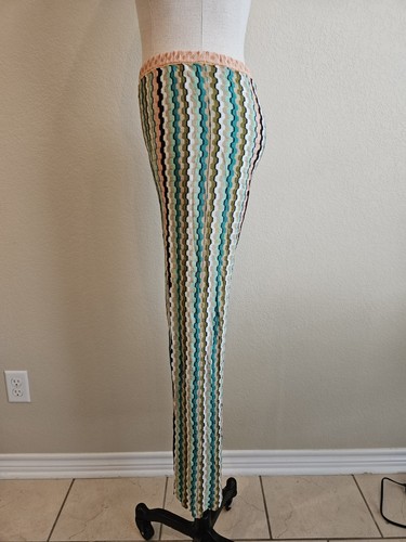 Vtg Missoni Knit Boxy Zig Zag Classic Pattern Flare Stretchy Pants 40 - Imagen 5 de 14