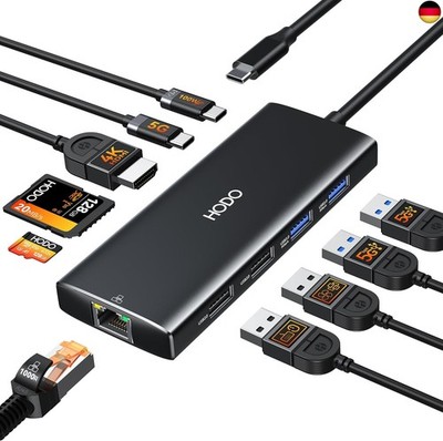HODO USB C Hub Ethernet für MacBook Air/Pro, Adapter Mac Book Zubehör 10 in 1 m
