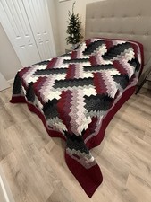 New Amish Quilt - Basket Weave 104x113 Red Black White Handmade Lancaster PA
