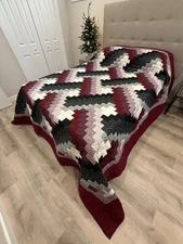 New Amish Quilt - Basket Weave 104x113 Red Black White Handmade Lancaster PA