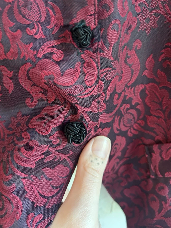 Vintage Clio Button Up Vest M L 90s Y2K Gothic Vamp Witchy Menswear Jacquard - Image 3 of 4