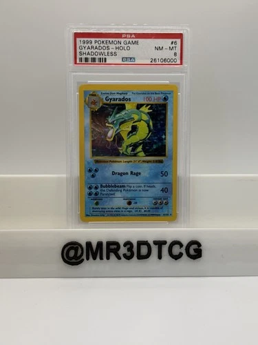 1999 POKEMON GYARADOS BASE SET SHADOWLESS HOLO RARE #6 PSA 8 VINTAGE WOTC