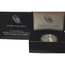 2019-W $100 Platinum American Eagle Proof 1 oz Coin Liberty w/ OGP & COA 2597.00 per troy oz