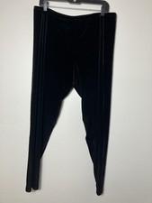 Eileen Fisher Pull On Pants Black Sz XL Velour Straight Leg Comfort
