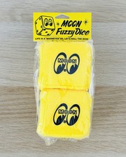 MOONEYES Moon Fuzzy Dice Yellow Hanging Car Interior JDM Hot Rod Accessory