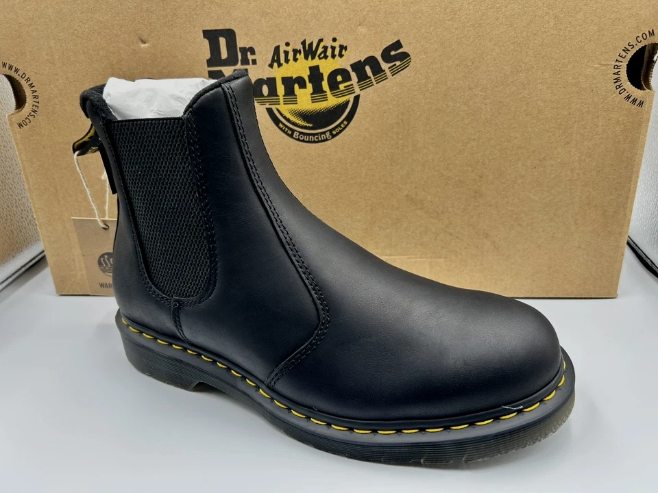 STIVALI CHELSEA DR MARTENS NERI 2976 WARMWAIR VELLUTO WP PELLE TAGLIA UK 8 EU 42 - Immagine 2 di 4