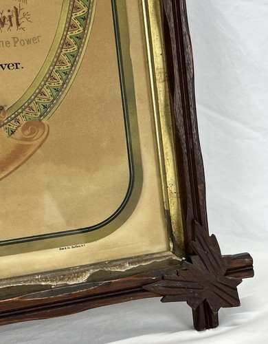 Antique 1877 The Lords Prayer Lithograph Print Gies & Co. Adirondack Frame - Picture 10 of 24